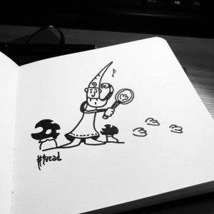 Footprints ? #tread ? A gnome is following a path... !! #inktober2019 #inktober #gnomelife #gnome