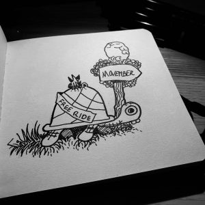 Ride, ride, ride little tortoise, gnomes want to travel through time, and the destination is the future. 🐢🐢🐢 #inktober2019 #inktober #ride #gnome #gnomelife #tortoise #movember #owls