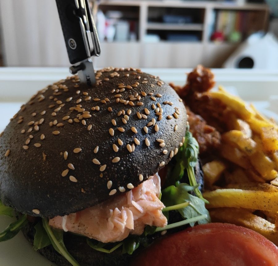 The Salmon Black Burger, frites, Burgerland, Yverdon-les-Bains ! CEO Crkt !